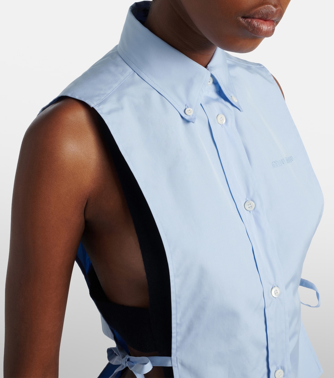 Cutout cropped cotton poplin shirt | Miu Miu