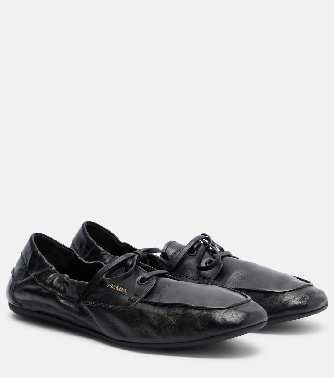 Shuffle leather boat shoes | Prada