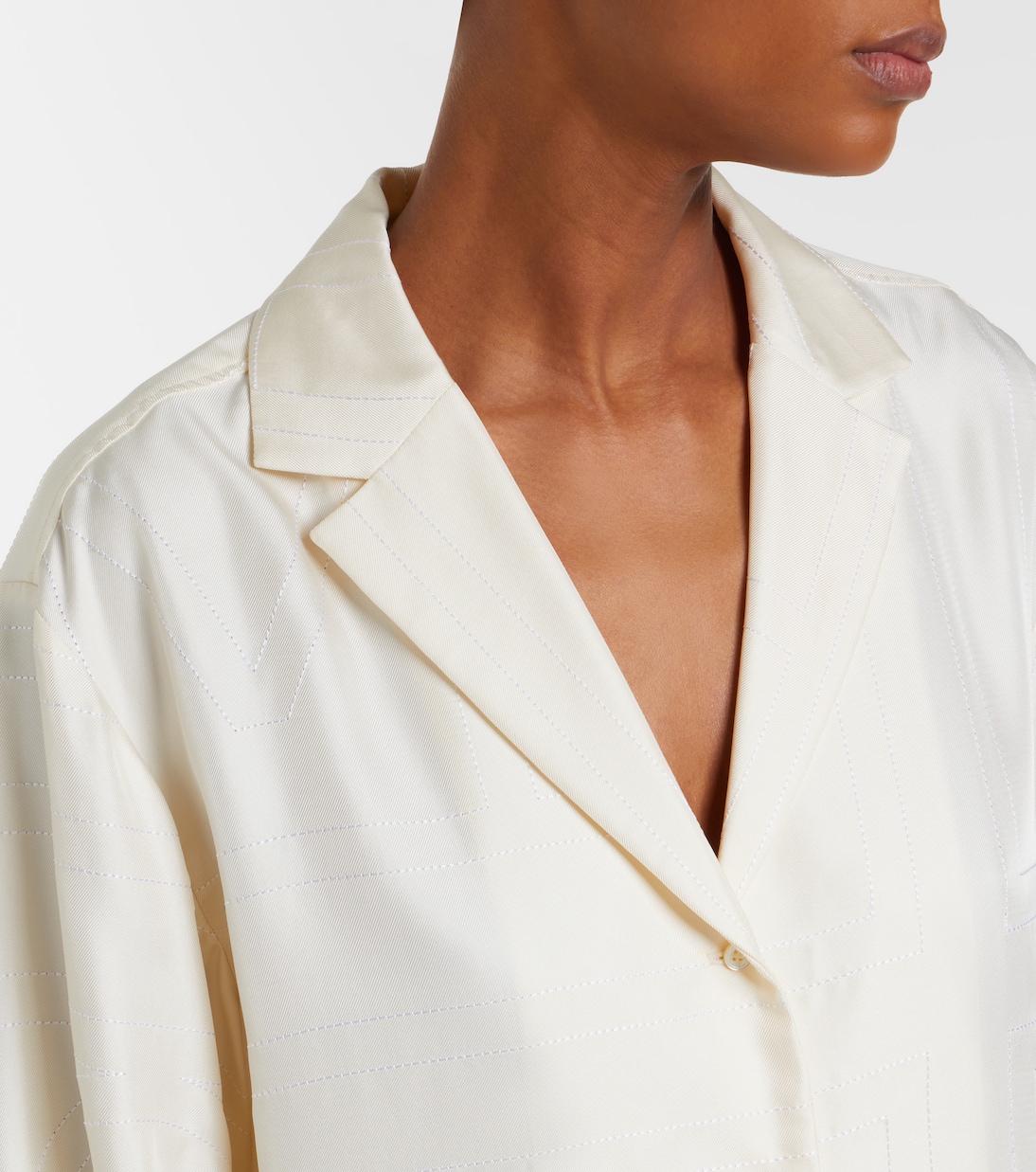 Monogram silk satin pajama shirt | Toteme
