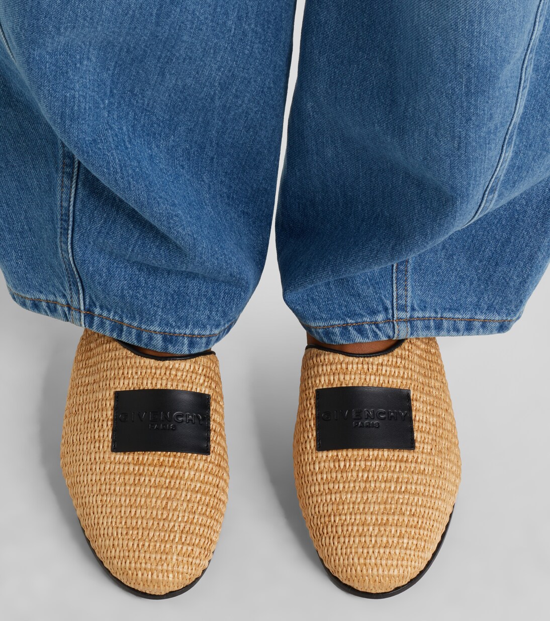 Label leather-trimmed woven mules | Givenchy