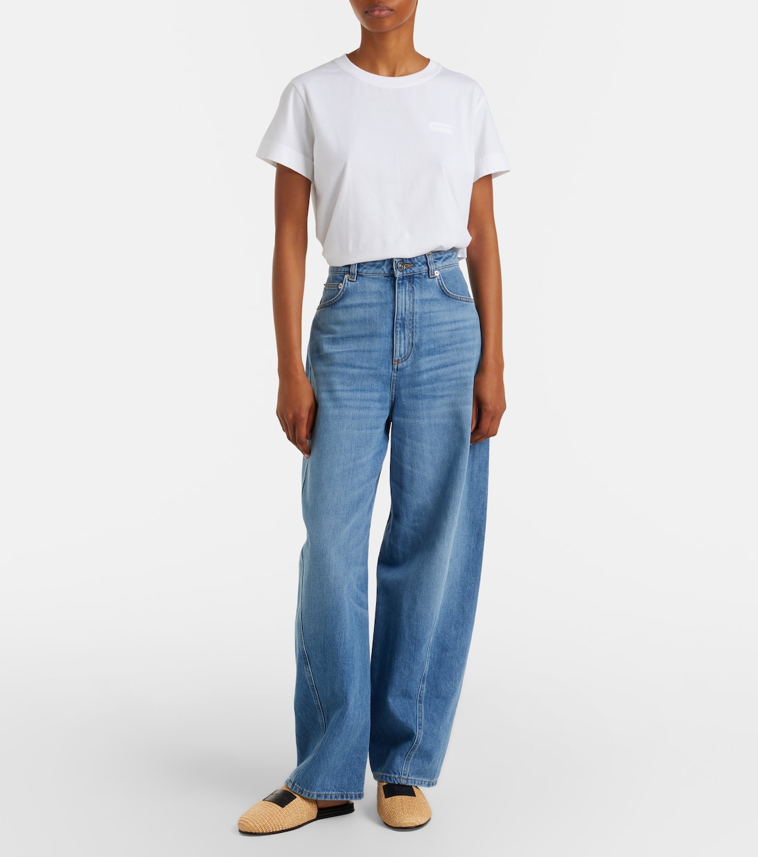 Label leather-trimmed woven mules | Givenchy