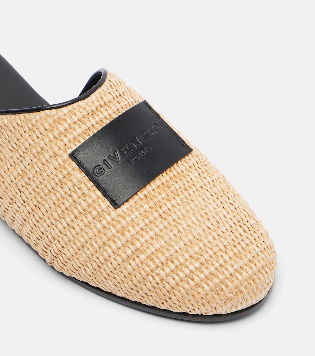 Label leather-trimmed woven mules | Givenchy