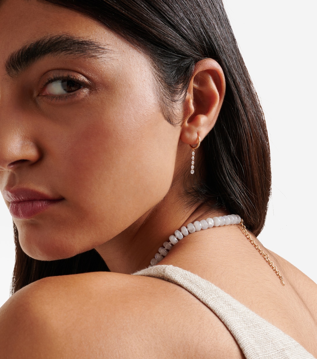 Piercing 18kt gold single earring with diamonds | Persée