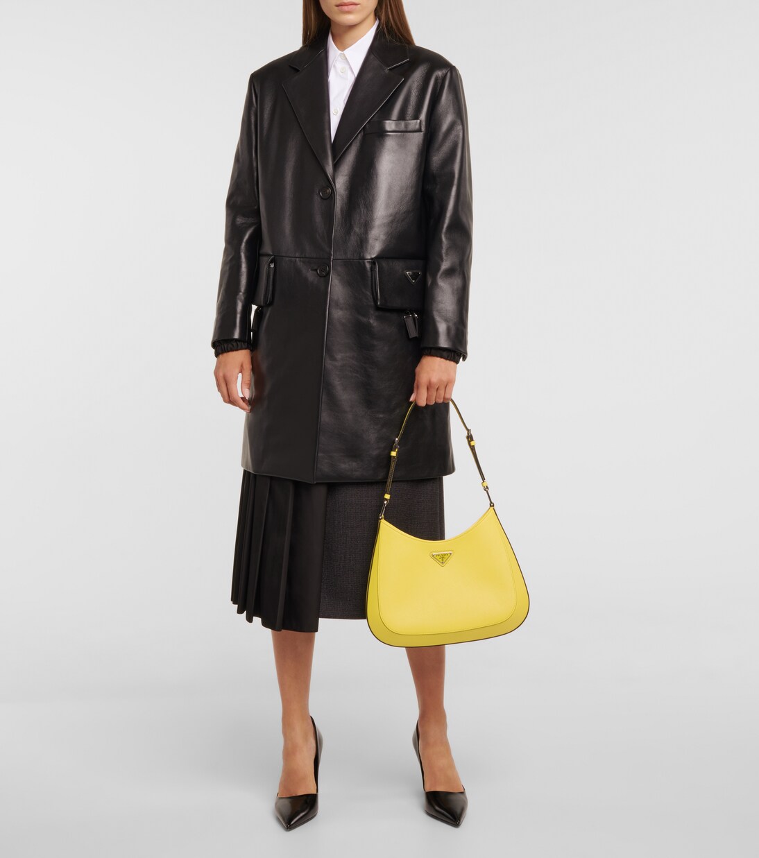 Abrigo de piel de botonadura simple | Prada