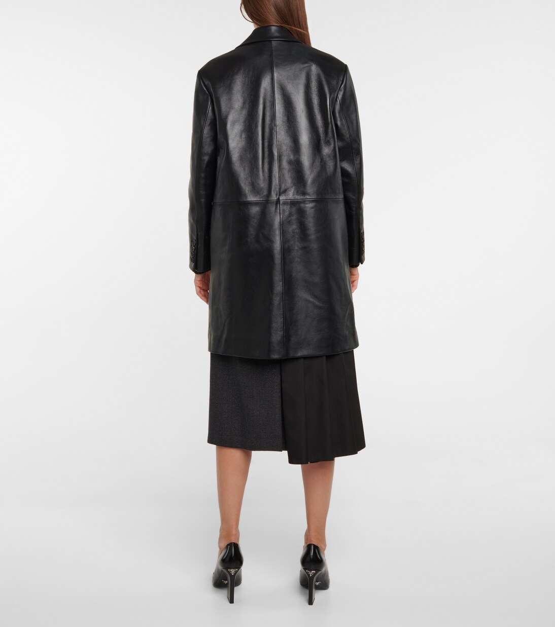 Abrigo de piel de botonadura simple | Prada