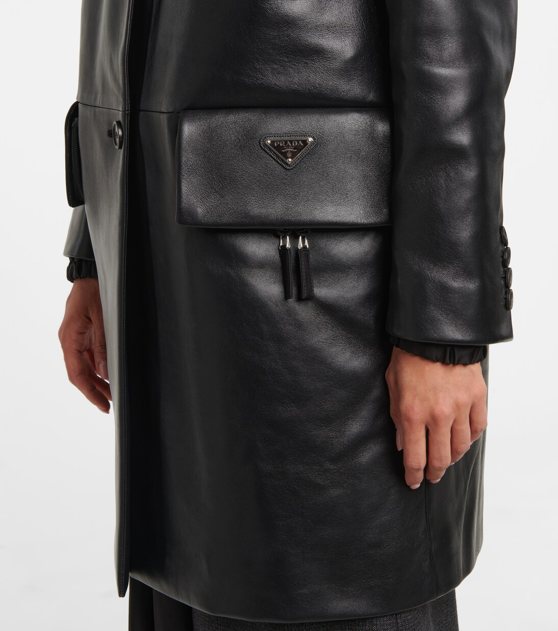 Abrigo de piel de botonadura simple | Prada