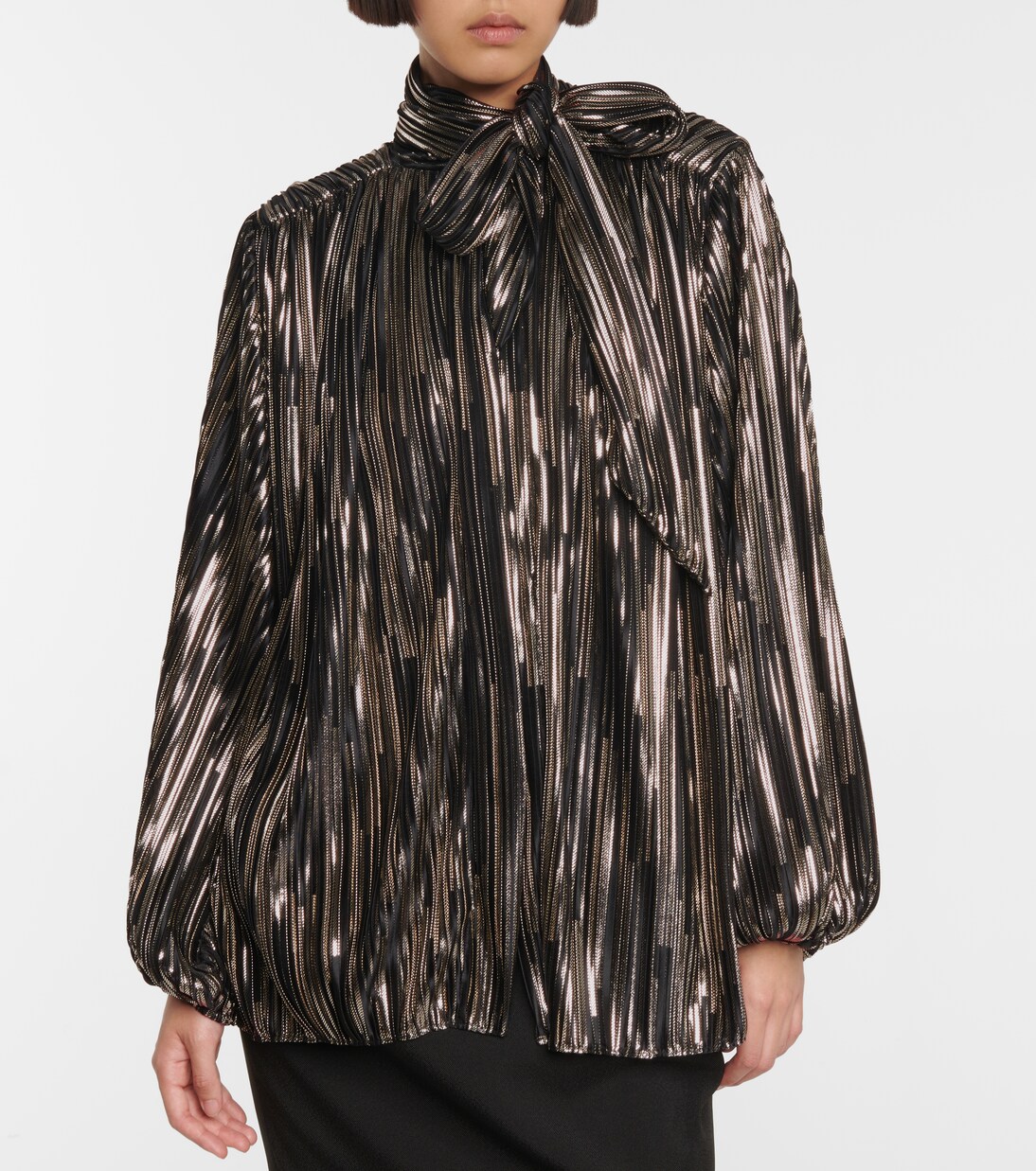 Metallic tie-neck blouse | Alexandre Vauthier