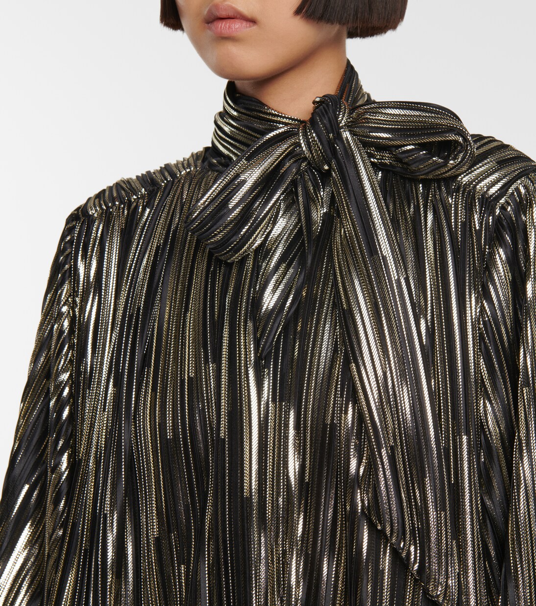 Metallic tie-neck blouse | Alexandre Vauthier