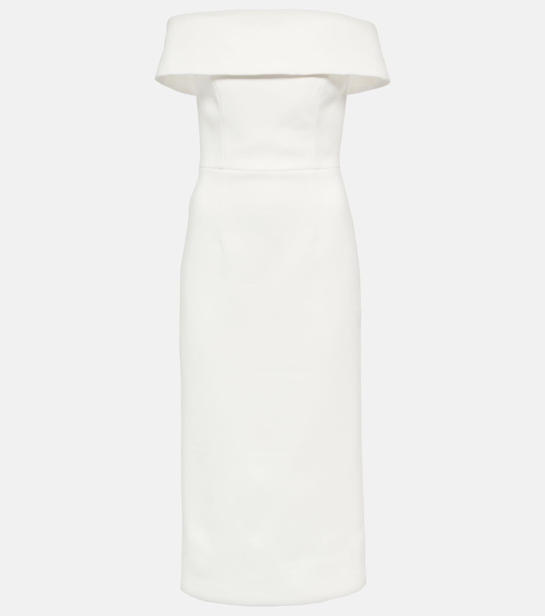 Robe de mariée Amore à encolure bardot en crêpe | Rebecca Vallance