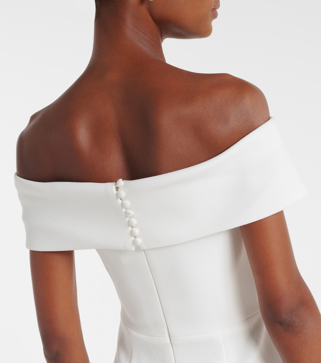 Robe de mariée Amore à encolure bardot en crêpe | Rebecca Vallance