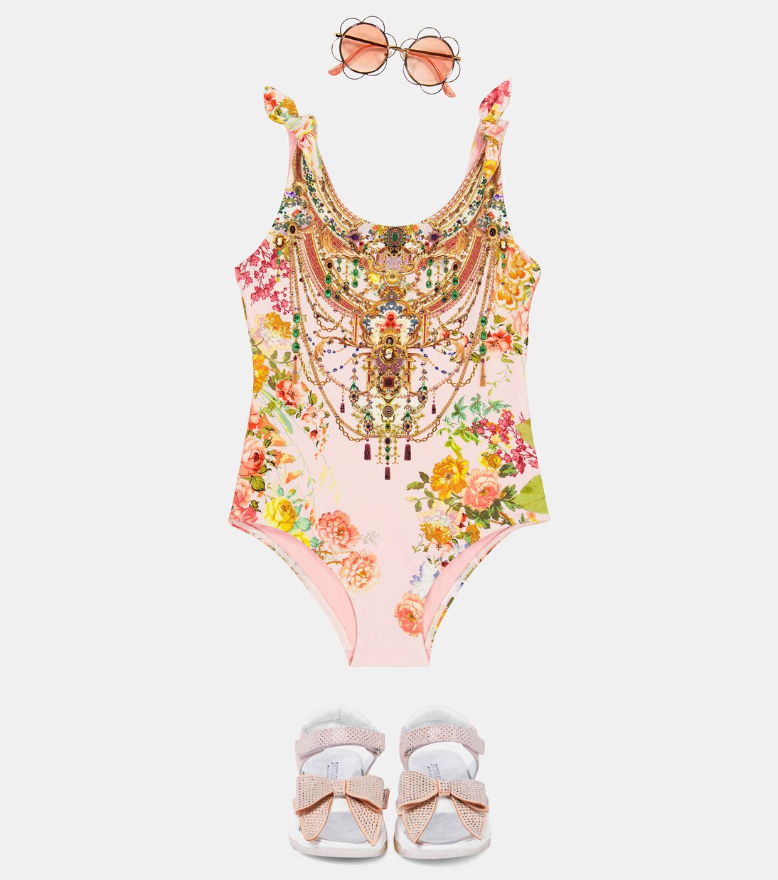 Floral printed tie-detail swimsuit | Camilla Kids