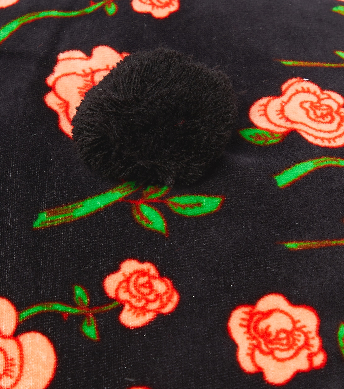 Floral pompom cotton velvet beret | Mini Rodini