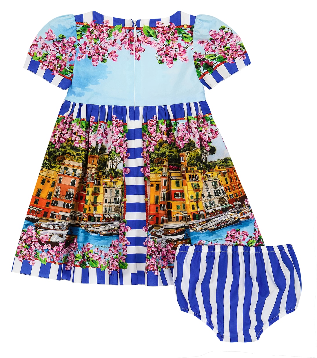 Bébé – Ensemble robe et culotte bloomer Portofino | Dolce&Gabbana Kids