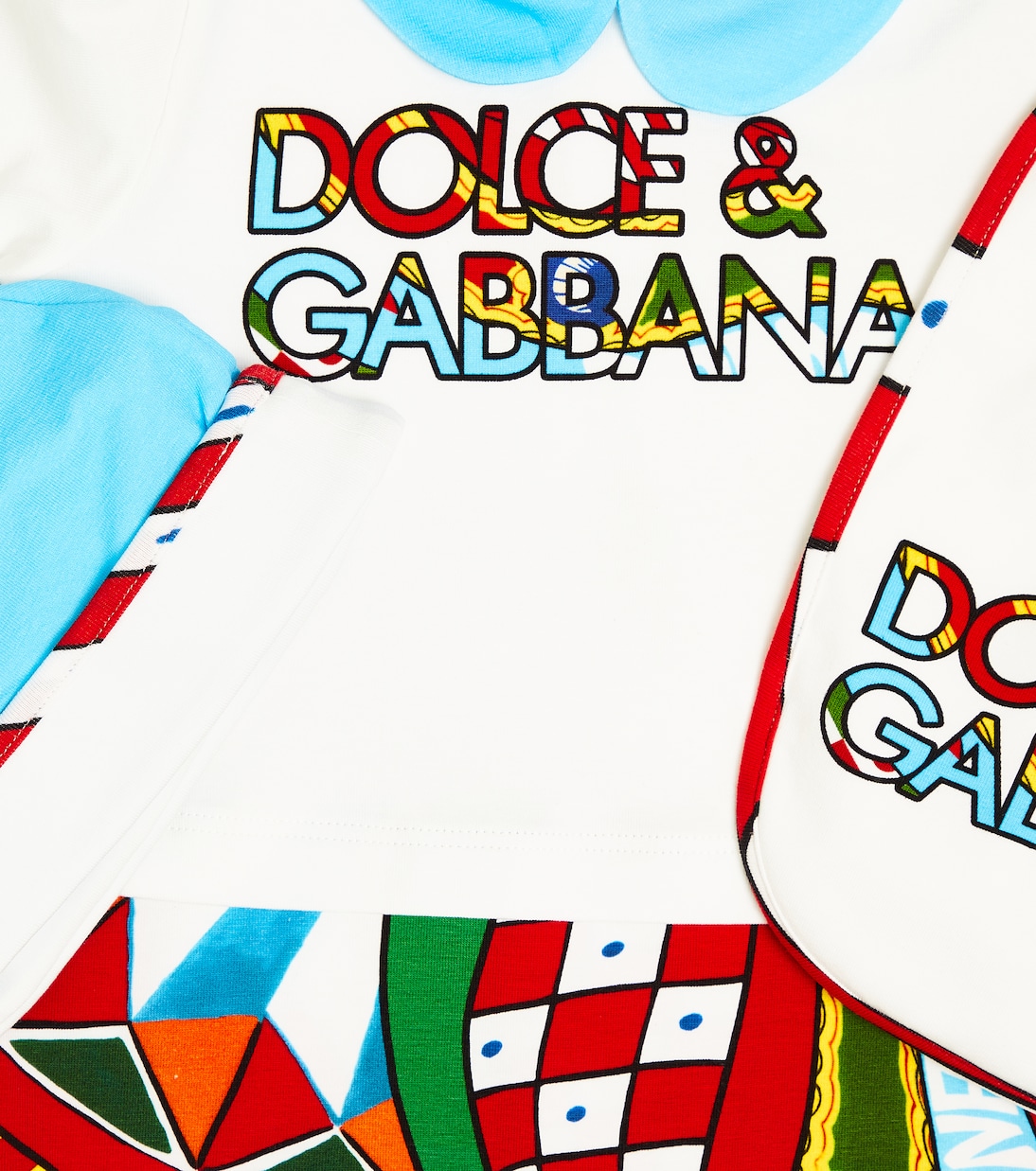 婴幼儿 — 棉质连身衣、围兜与便帽套装 | Dolce&Gabbana Kids