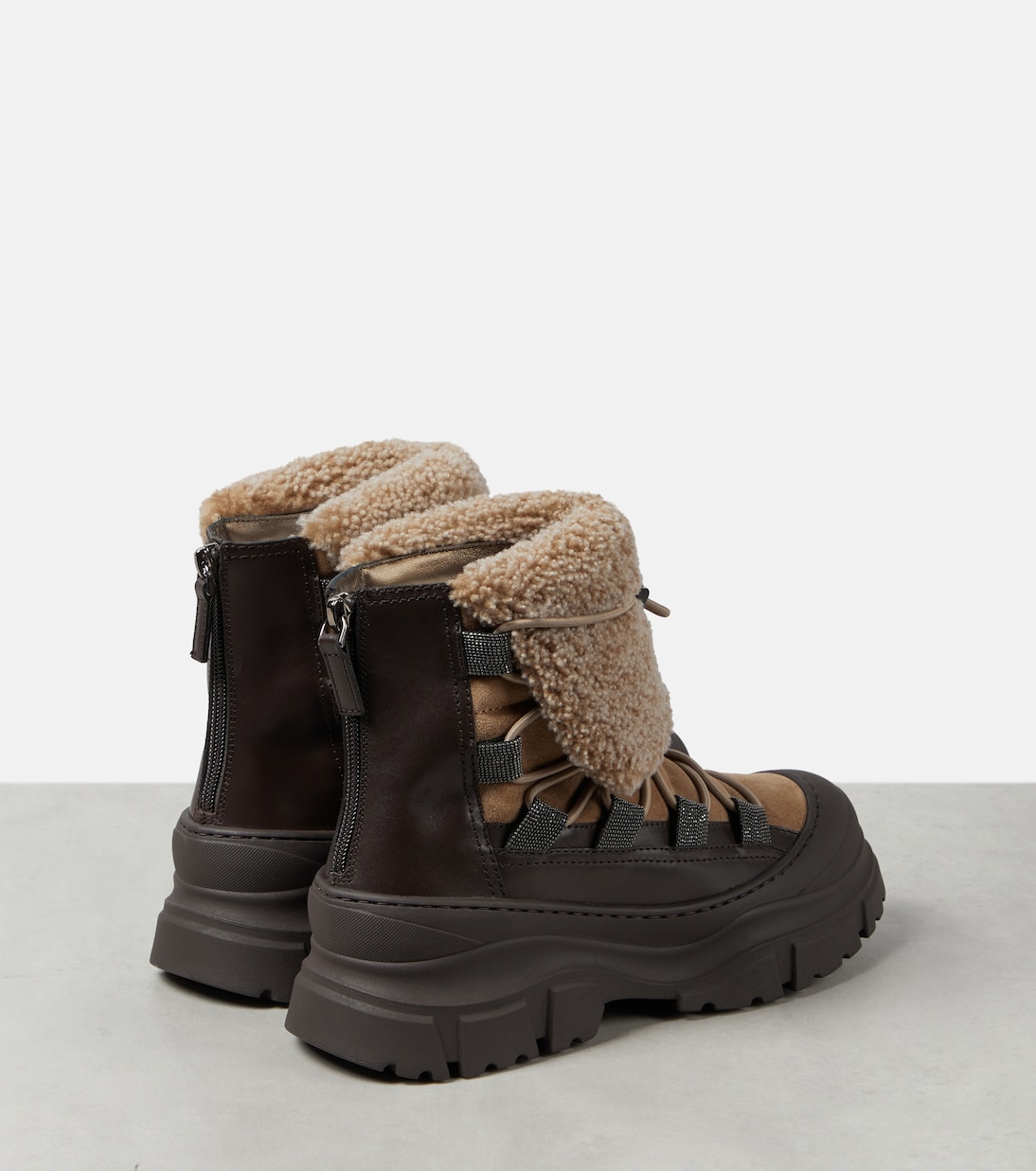 Schneestiefel aus Veloursleder mit Shearling | Brunello Cucinelli