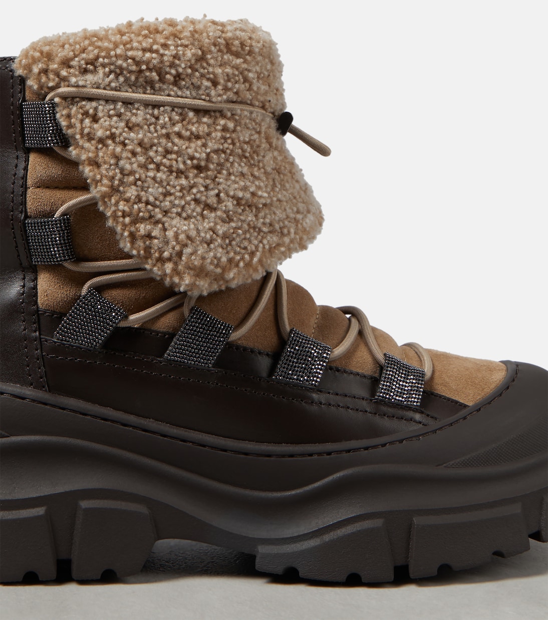 Schneestiefel aus Veloursleder mit Shearling | Brunello Cucinelli