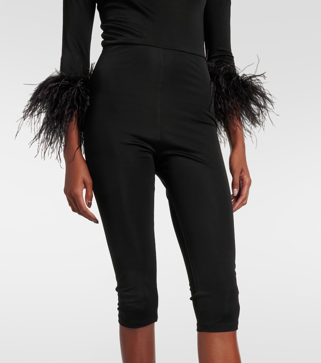 Feather-trimmed off-shoulder jumpsuit | The New Arrivals Ilkyaz Ozel