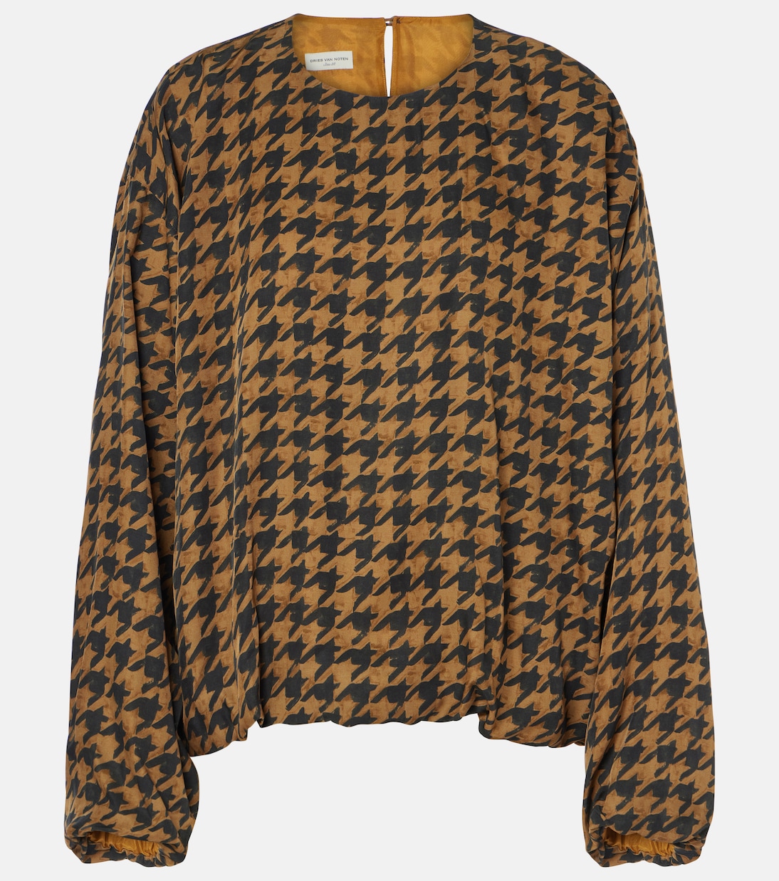 Houndstooth satin blouse | Dries Van Noten