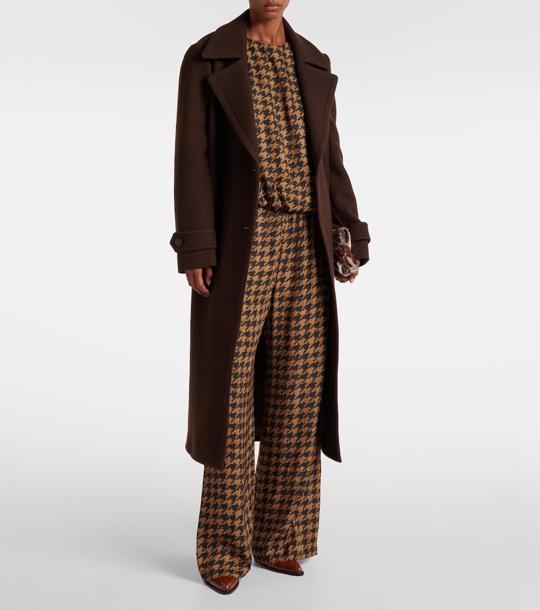 Houndstooth satin blouse | Dries Van Noten