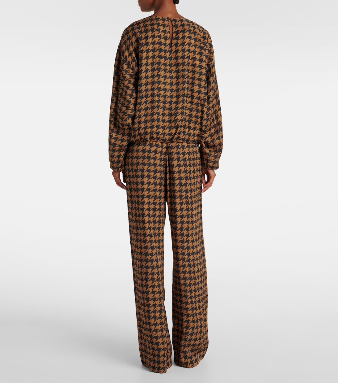Houndstooth satin blouse | Dries Van Noten