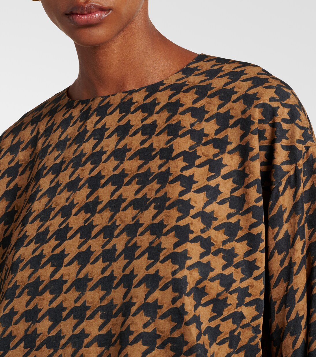 Houndstooth satin blouse | Dries Van Noten
