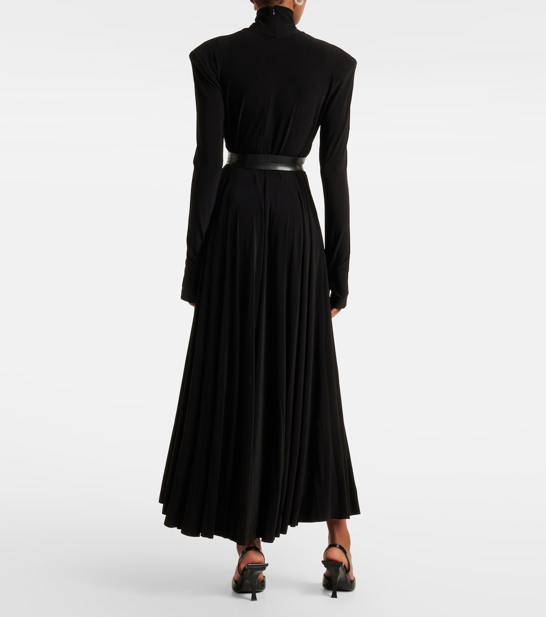 Vestido midi de cuello alto con cinturón | Norma Kamali