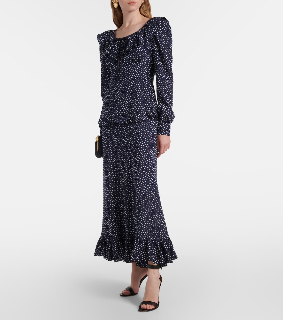 Polka-dot printed silk maxi dress | Alessandra Rich