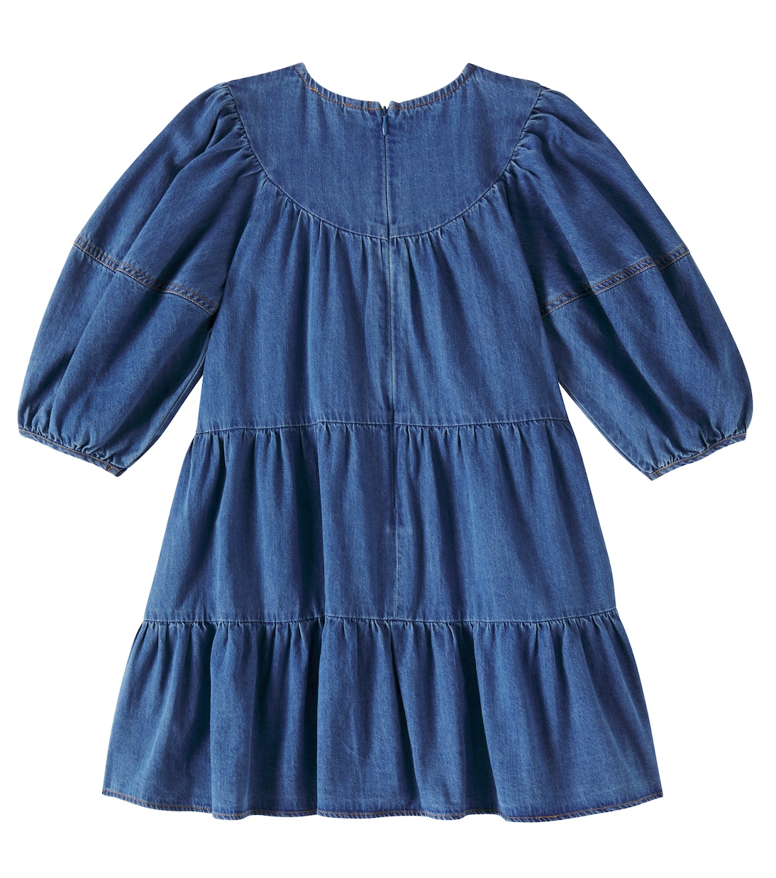 Balloon-sleeve cotton chambray dress | Petite Amalie  