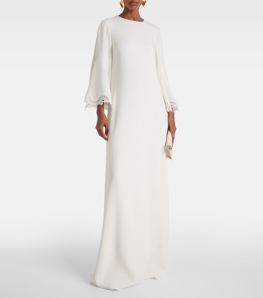 Lace-trimmed silk-blend georgette kaftan | Oscar de la Renta