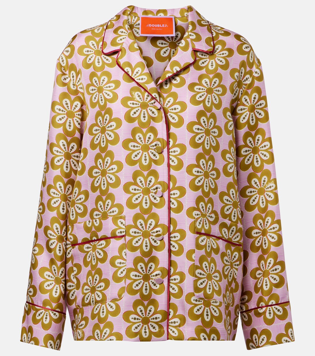 Bedrucktes Pyjama-Hemd aus Seiden-Twill | La DoubleJ
