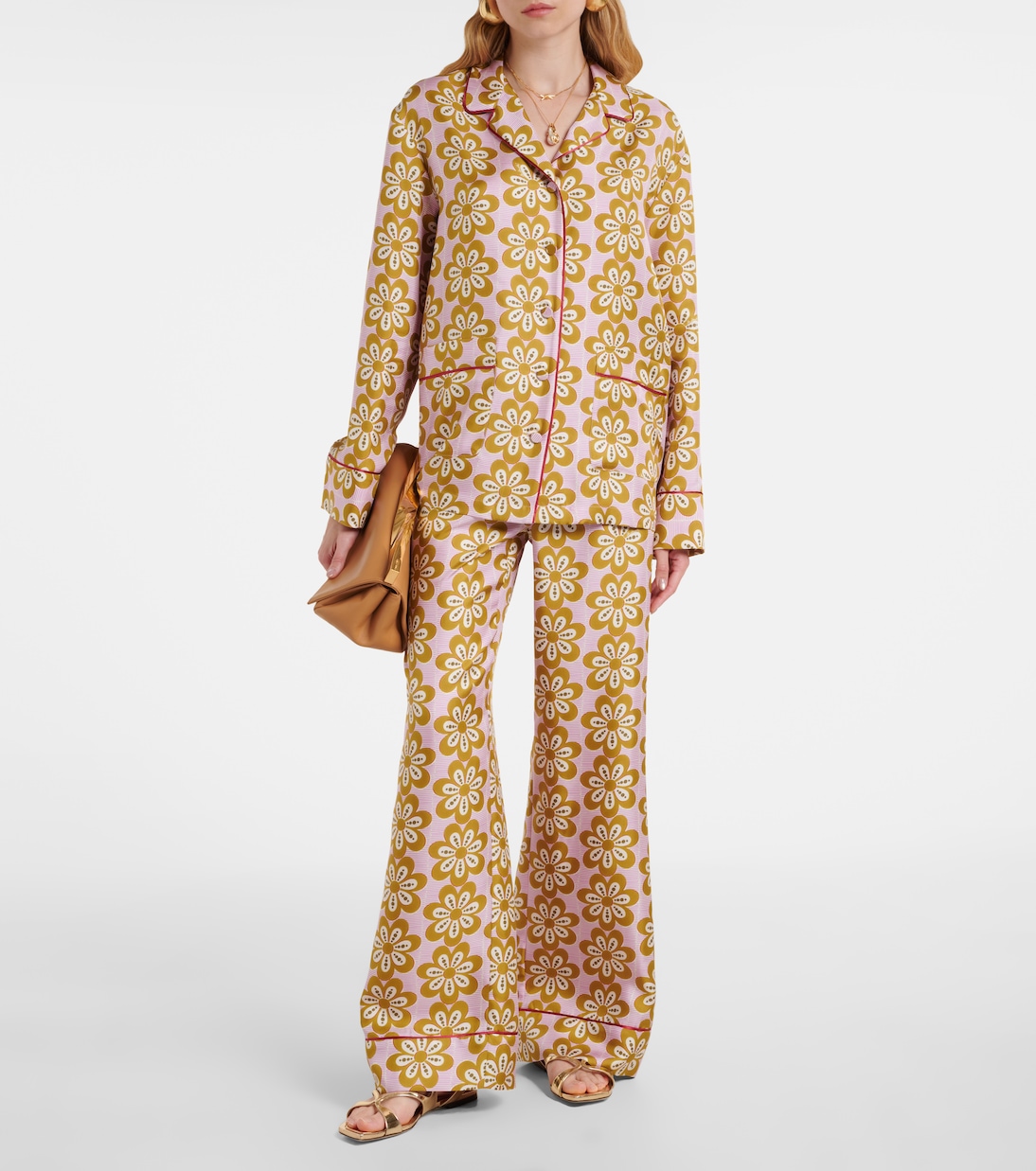 Bedrucktes Pyjama-Hemd aus Seiden-Twill | La DoubleJ