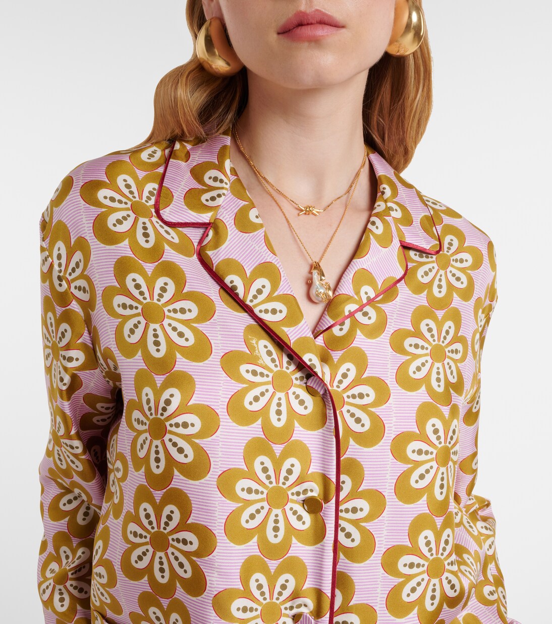 Bedrucktes Pyjama-Hemd aus Seiden-Twill | La DoubleJ