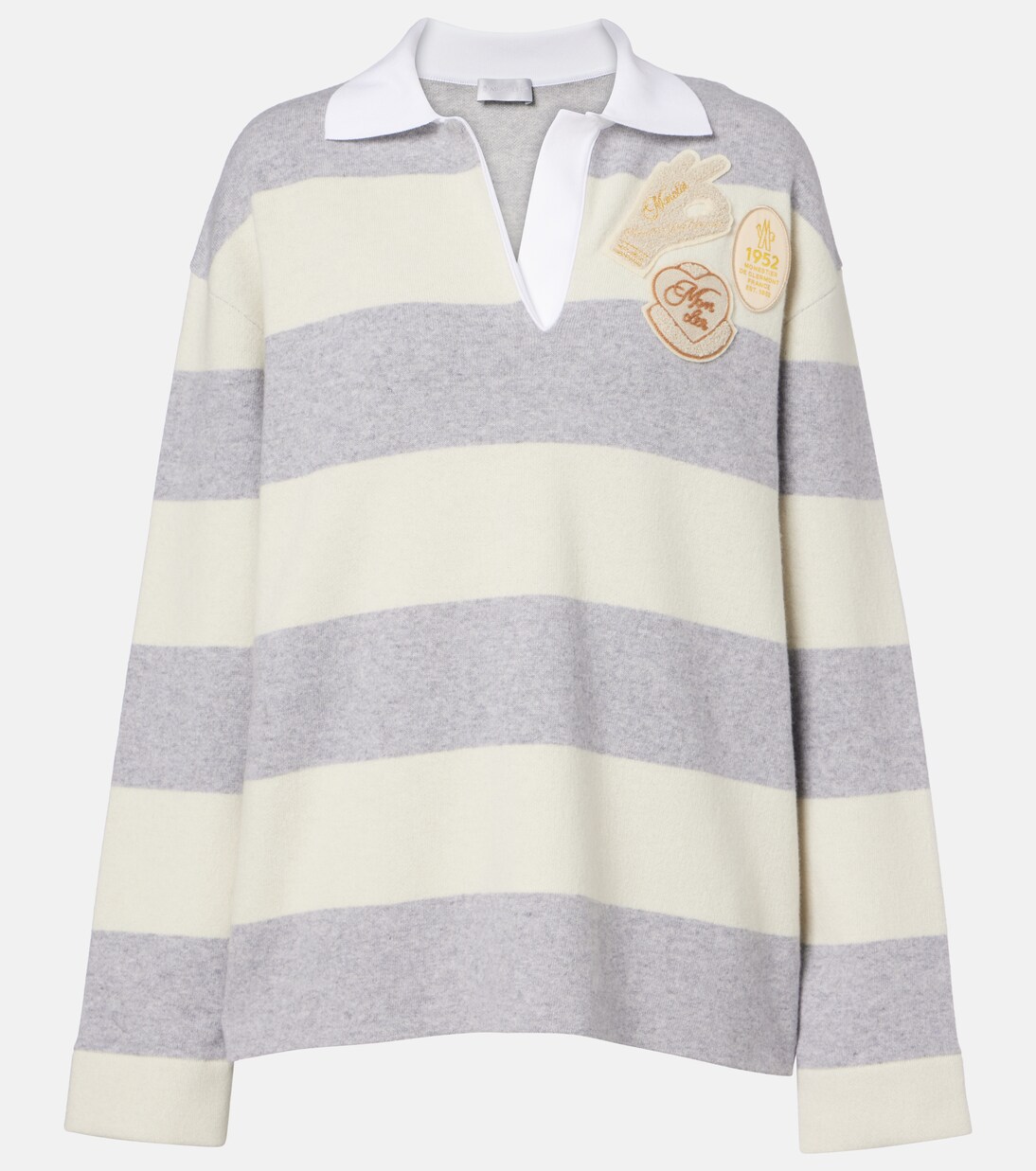 Striped wool and cotton-blend polo shirt | Moncler