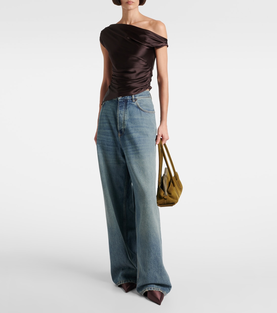 One-Shoulder-Top Phare aus Satin | Staud