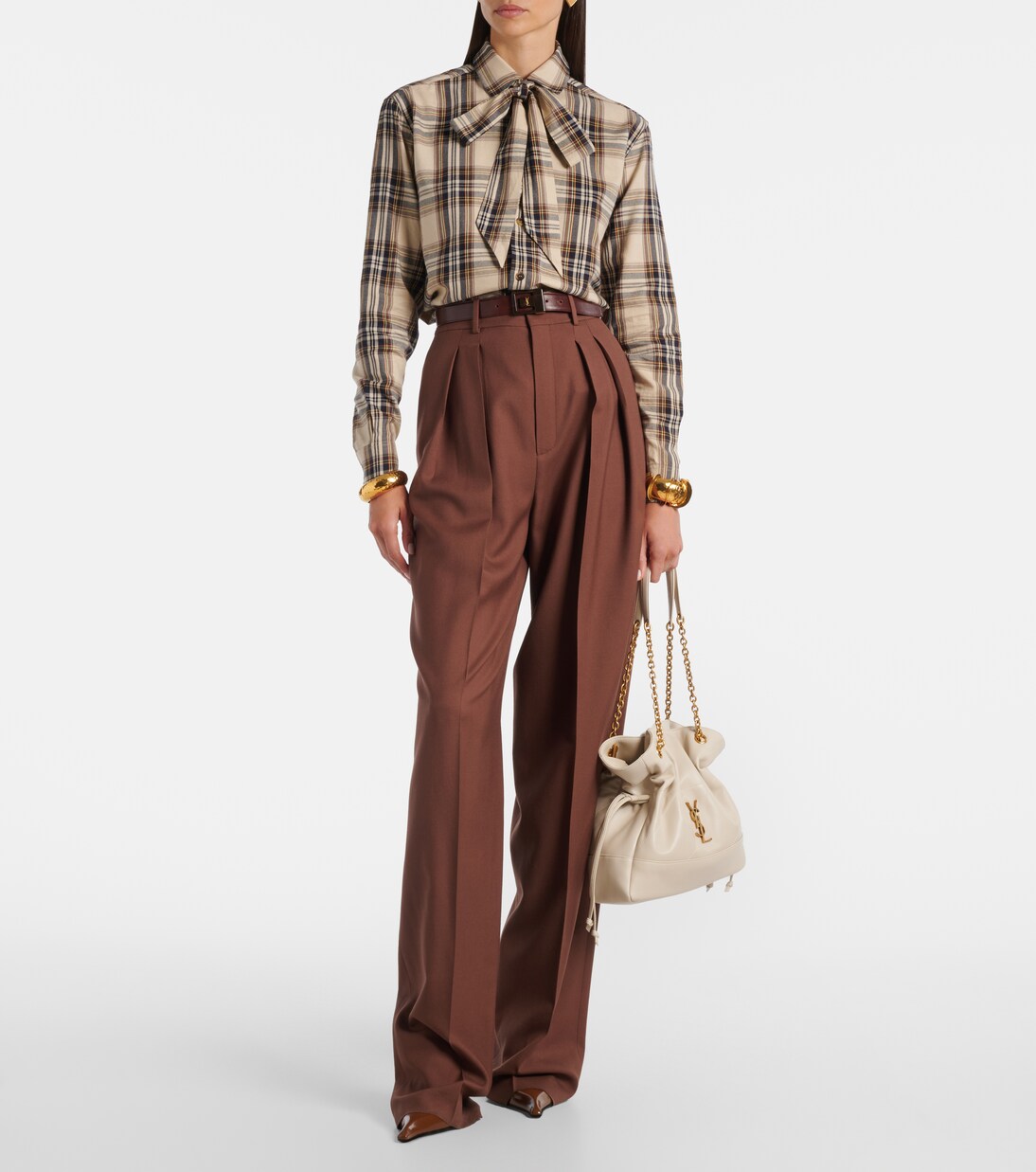 Camicia Cassandre in misto cotone a quadri | Saint Laurent