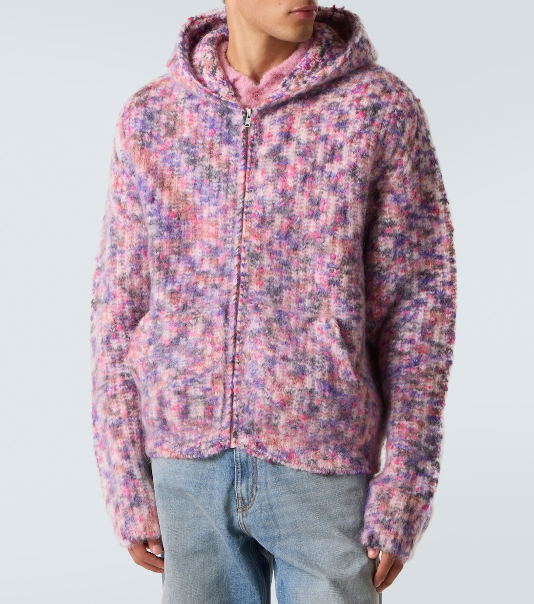 Hooded wool, mohair, and cotton-blend cardigan | ERL