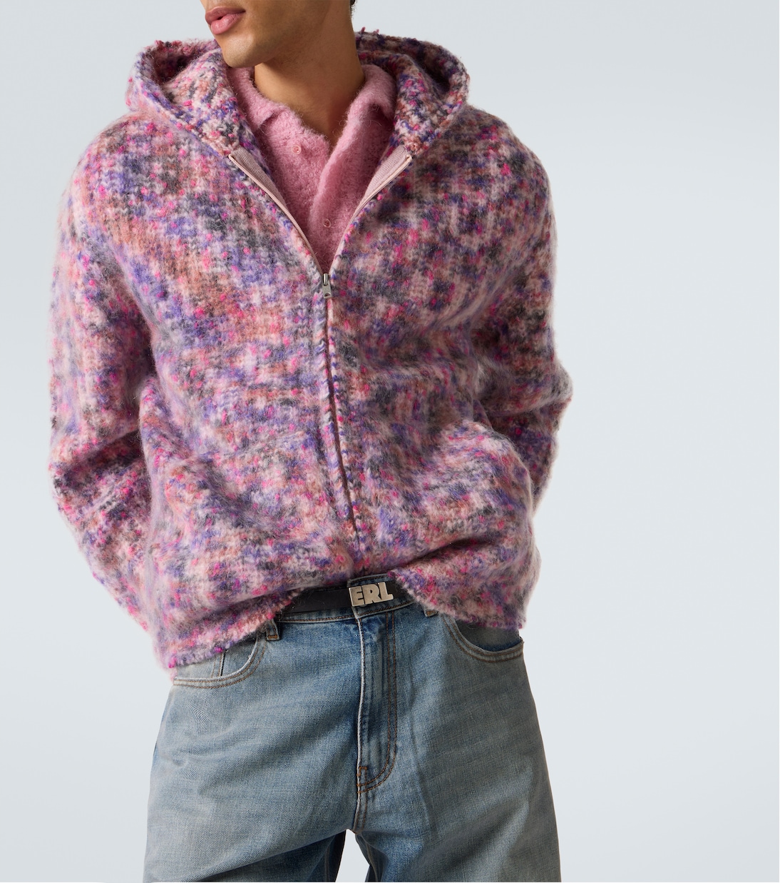 Hooded wool, mohair, and cotton-blend cardigan | ERL