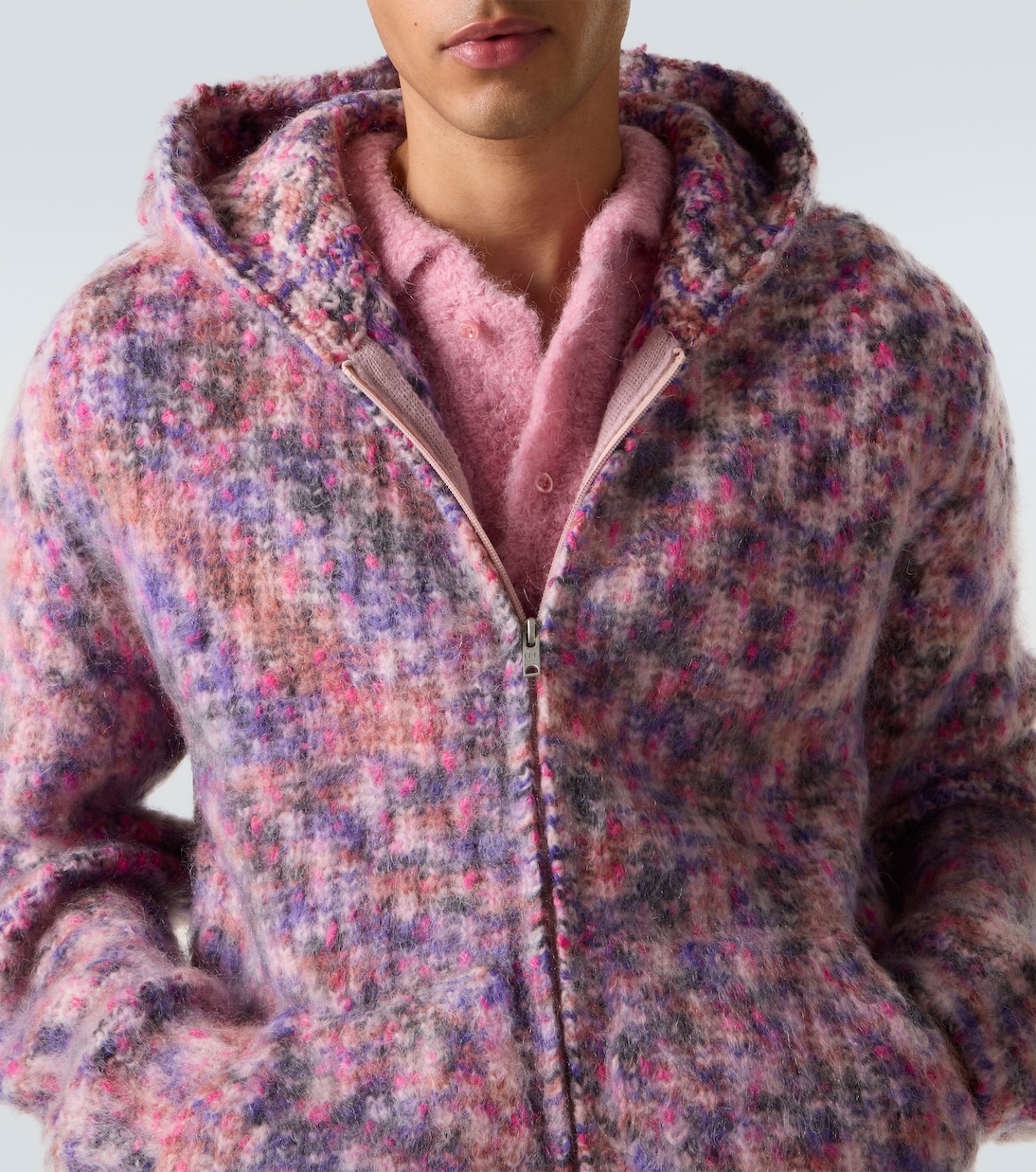 Hooded wool, mohair, and cotton-blend cardigan | ERL