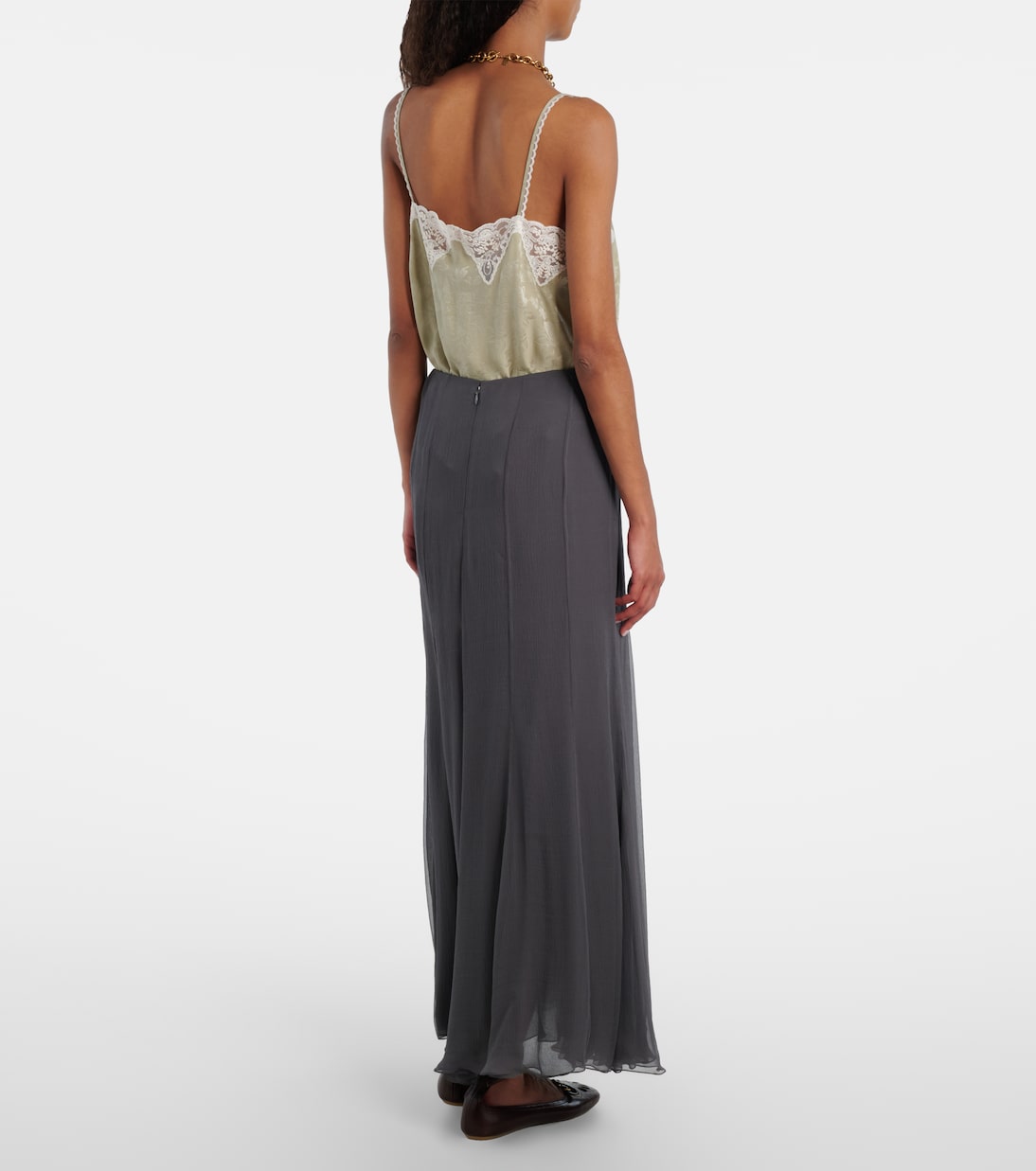 Paneled high-rise silk muslin maxi skirt | Chloé