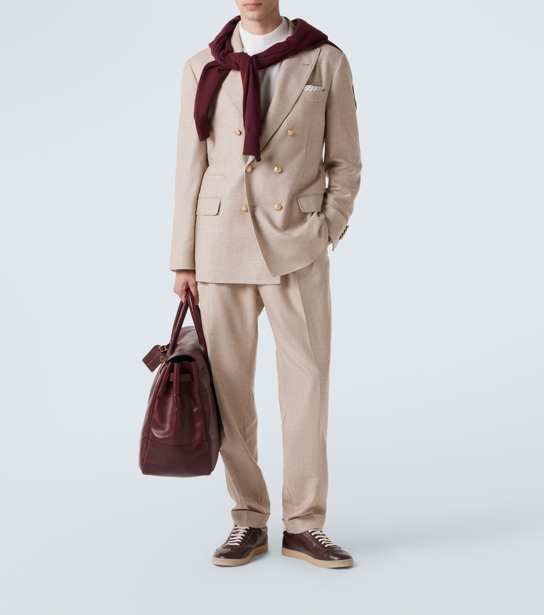 Houndstooth cashmere and silk suit pants | Brunello Cucinelli