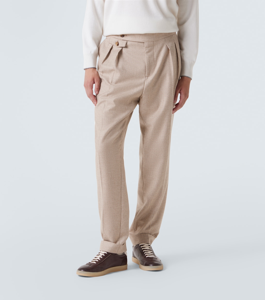 Houndstooth cashmere and silk suit pants | Brunello Cucinelli