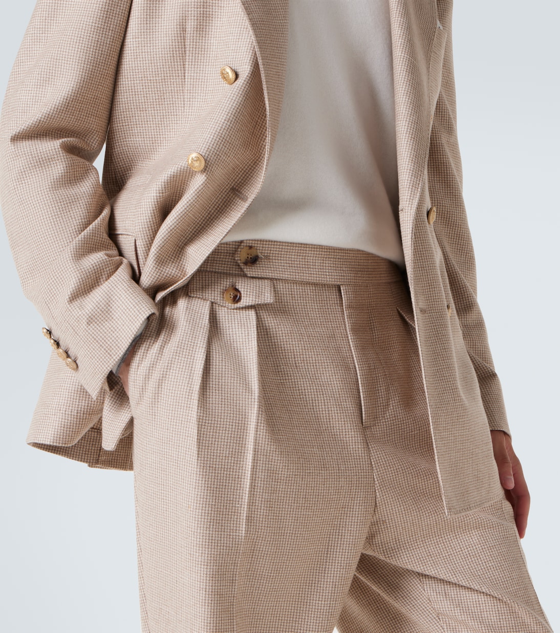 Houndstooth cashmere and silk suit pants | Brunello Cucinelli