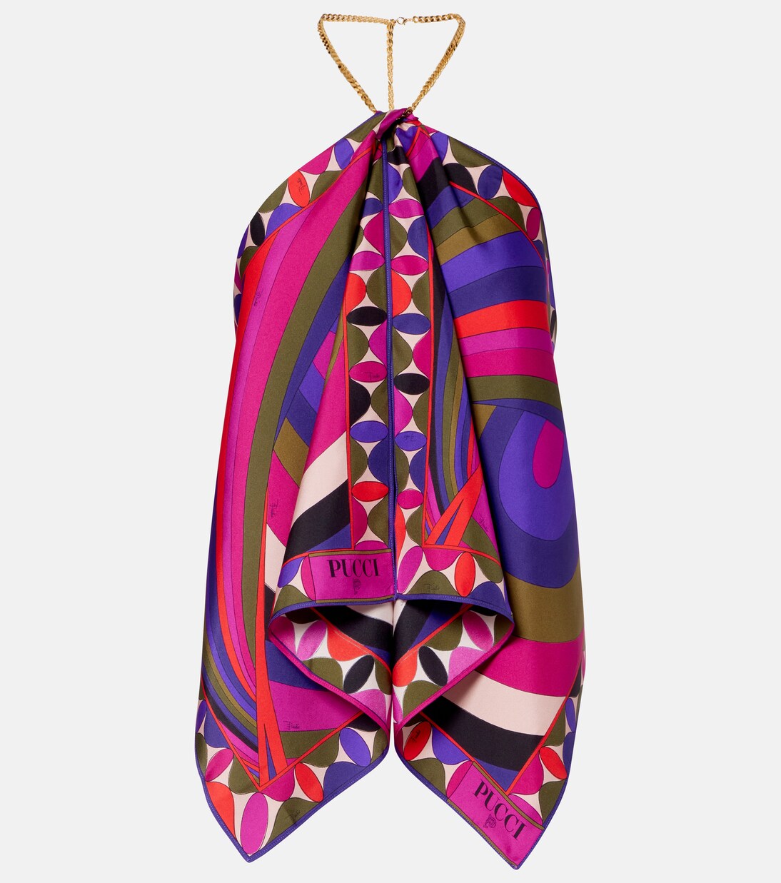 Top Iride de sarga de seda adornado | Pucci