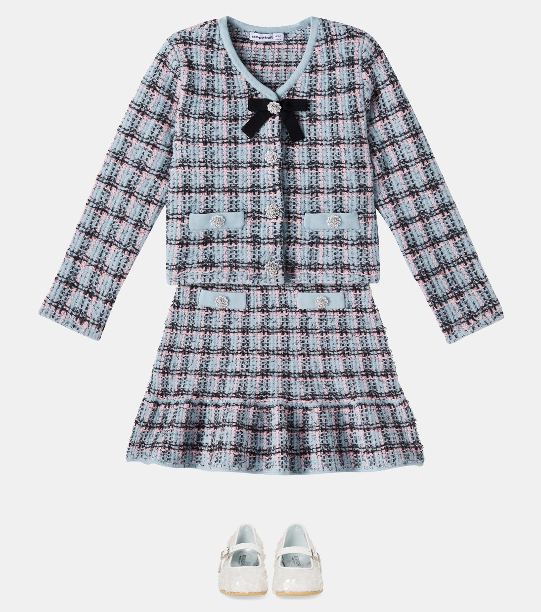 Checked cotton-blend tweed skirt | Self-Portrait Kids