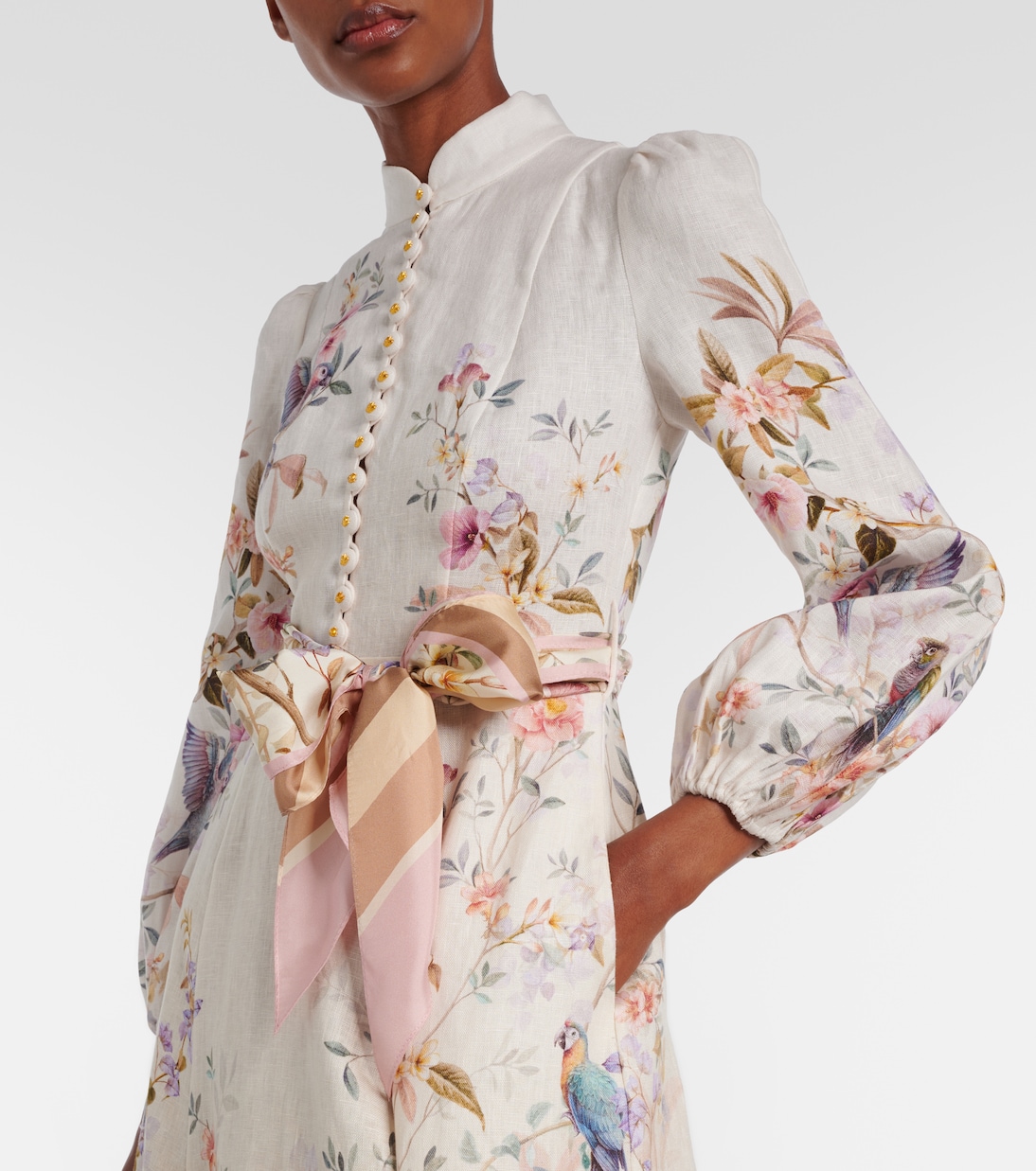 Bedrucktes Midikleid Rebellion aus Leinen | Zimmermann