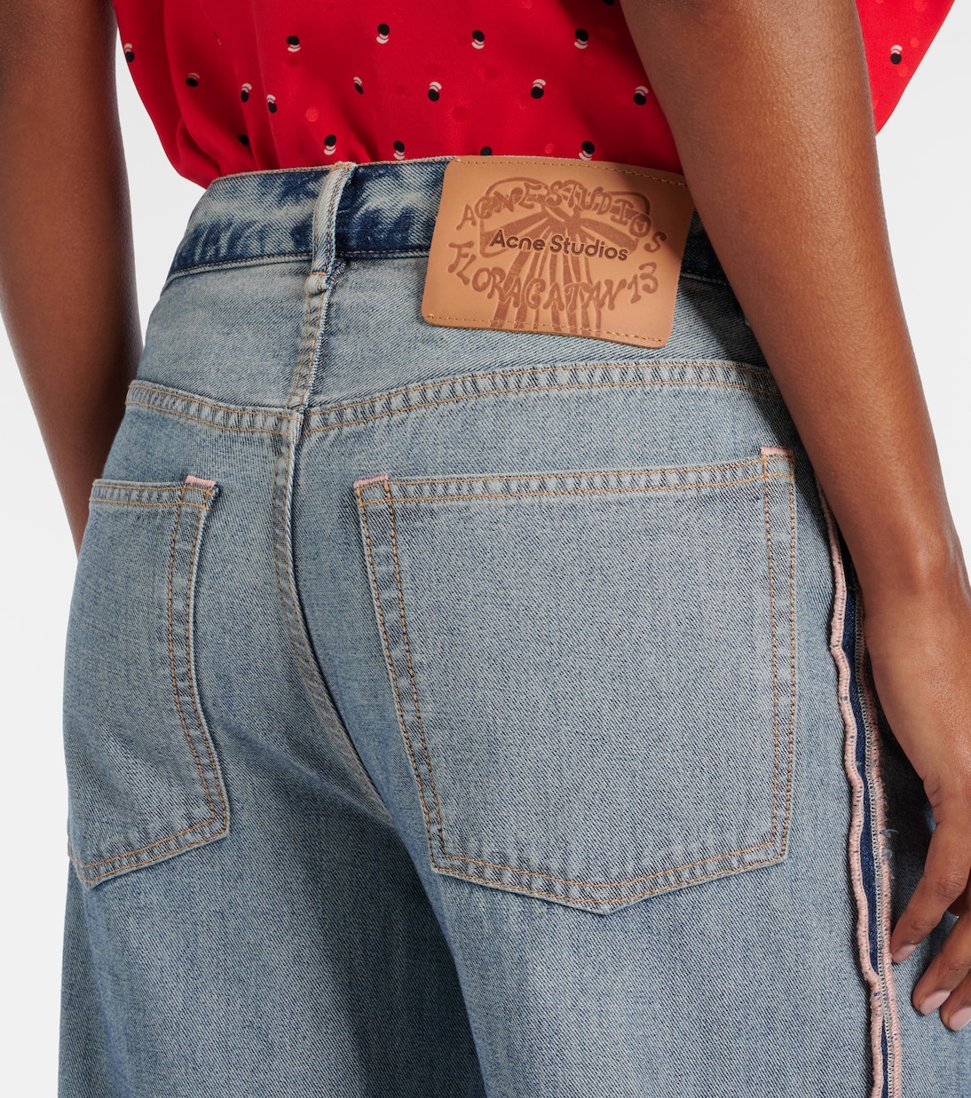 Deconstructed embellished straight jeans | Acne Studios