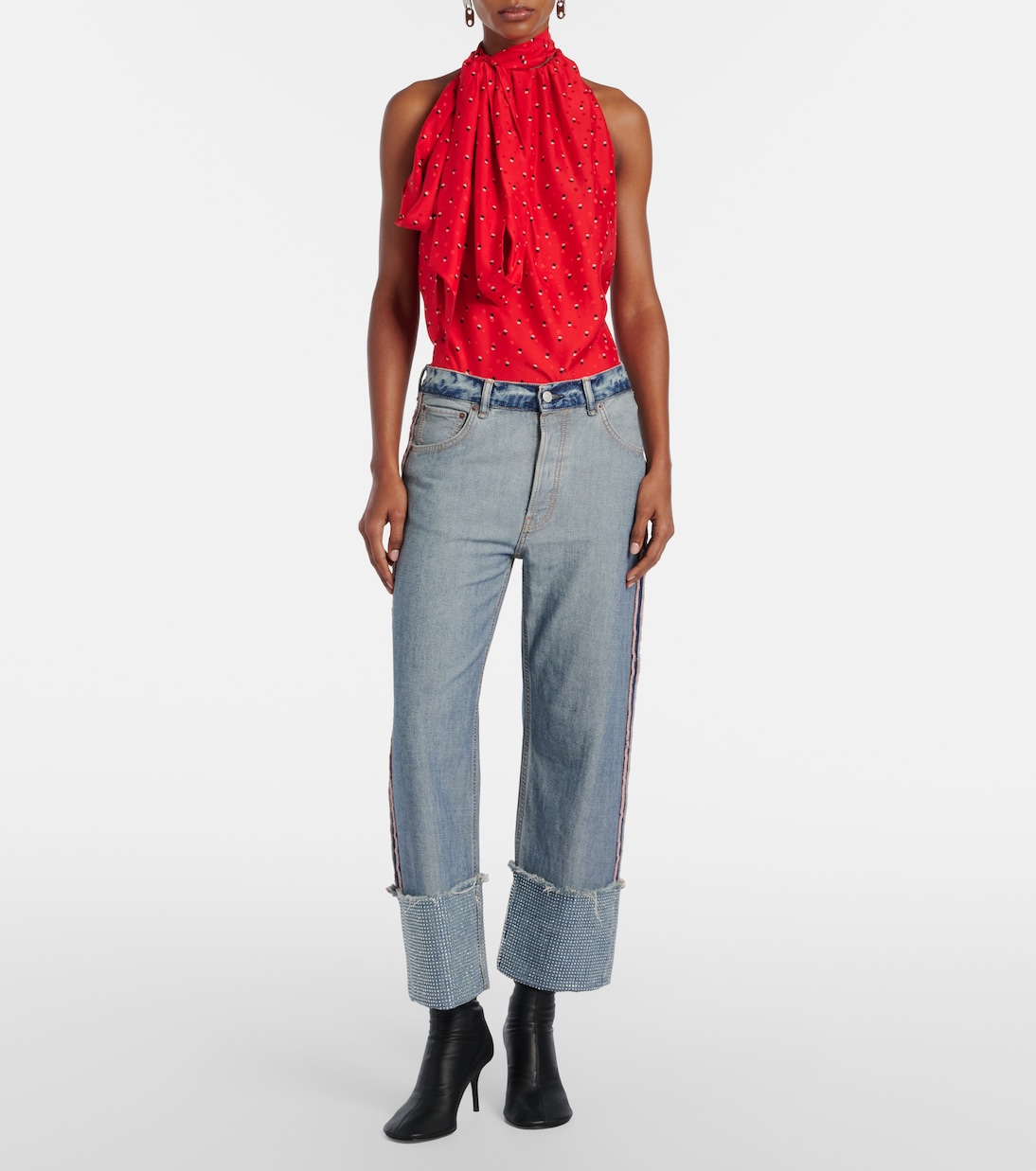 Deconstructed embellished straight jeans | Acne Studios