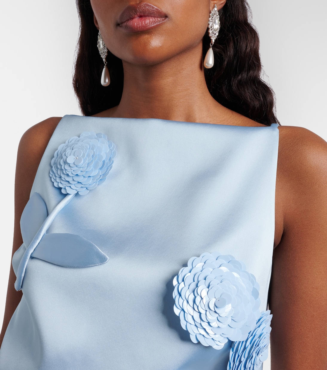 Cropped-Top aus Satin mit Pailletten | Self-Portrait