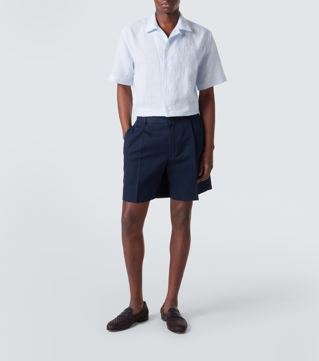 Camicia bowling in lino a righe | Brioni