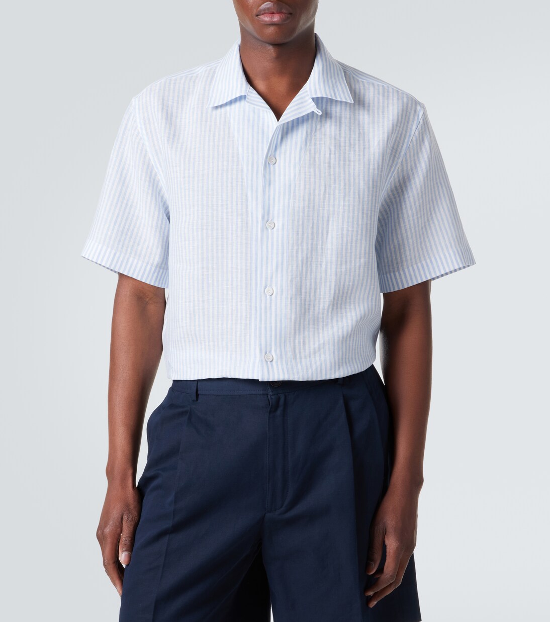 Camicia bowling in lino a righe | Brioni